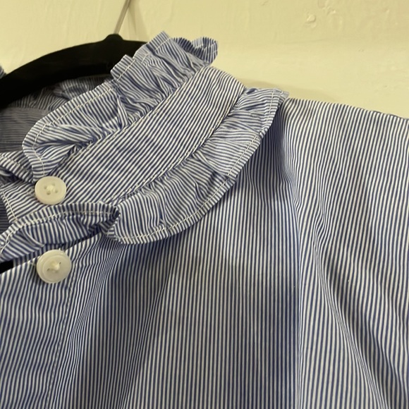 J Crew size 14 Button Down striped blouse with Ruffle Collar - Picture 3 of 4